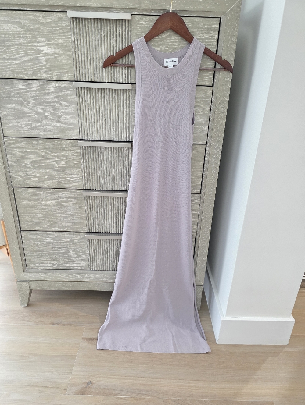 The Drop Maxi Dress XXS – Minimalist Sleeveless Knit Dress (Dusty Mauve)